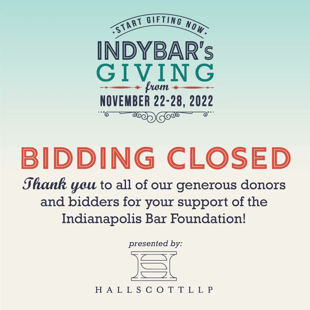 IndyBar’s Giving online auction is officially closed! Congratulations to all the top bidders on your victories. Items will be available this week. Stay tuned to see just how much your holiday shopping gave back this year!