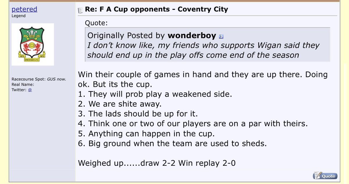 FPLKookaburra's tweet photo. These Wrexham fans are honestly delusional. Which of their NL standard players are on par with any of ours. They are 1 point ahead of Notts County who have Jim O’Brien in midfield 😂😂 #pusb https://t.co/tCAnAjIEDB