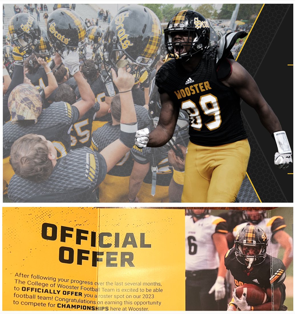 Blessed and excited to receive an official offer from Wooster College Football <a href="/Coach_Colaprete/">Frank Colaprete</a>. 
#FightingScots
<a href="/CoachZachDennis/">Zach Dennis</a> 
<a href="/Coach_GroveZ/">Zane Grove</a>