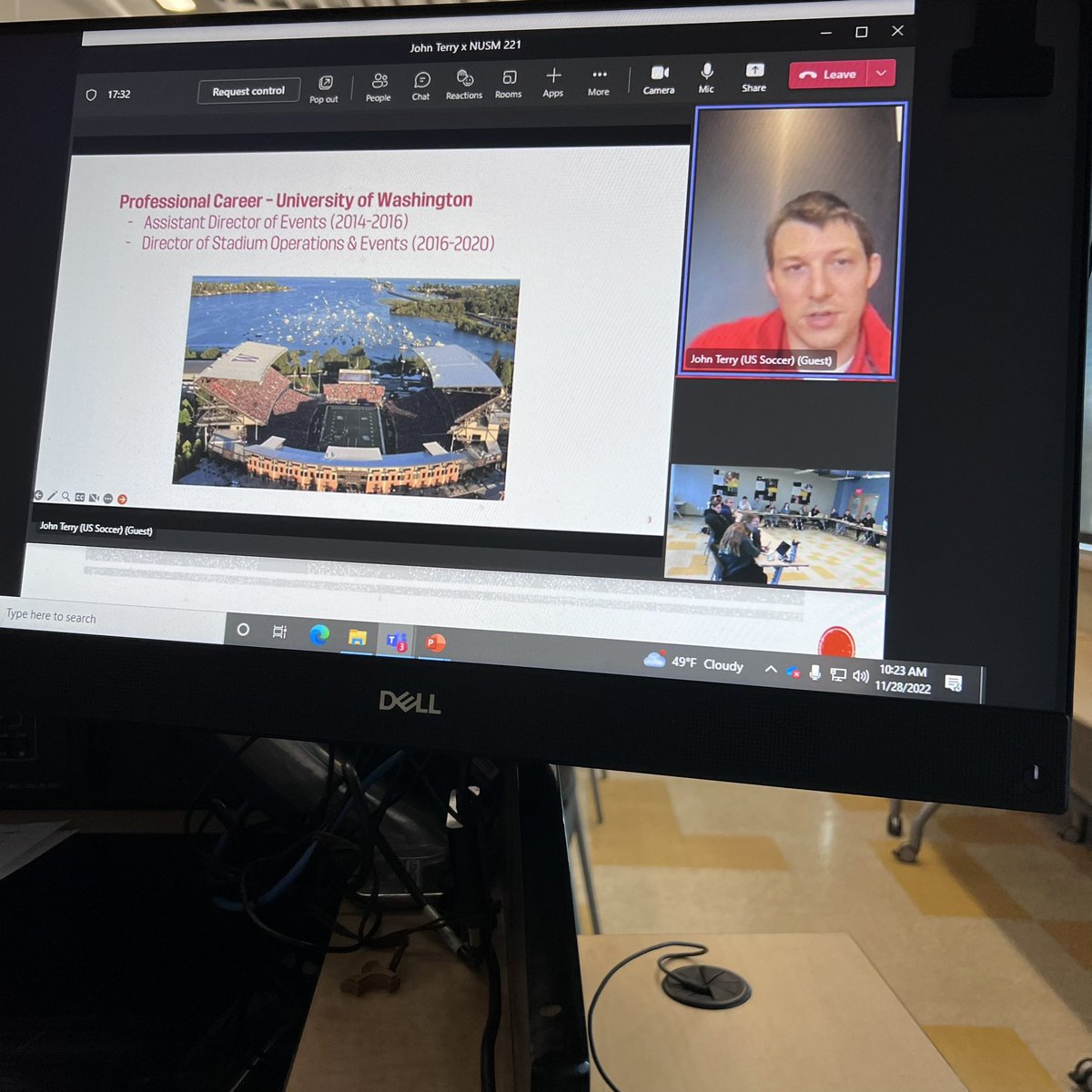 Thanks John Terry of <a href="/ussoccer/">U.S. Soccer</a> for joining NUSM221 today to discuss how the US Men’s and Women’s National Teams plan and execute domestic events. 
.
#sportsbiz at <a href="/NeumannUniv/">Neumann University</a>