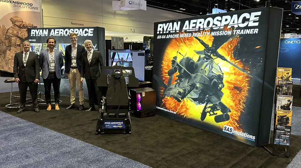 RYAN AEROSPACE exhibiting at I/ITSEC in Orlando right now on booth #1170. Check out our AH-64 Apache Mixed Reality Mission Trainer.  #iitsec #iitsec22 #ryanaerospace #Sasimulations #precisionflightcontrols #vbsblue #flexair #mixedreality #virtualreality #varjo #apache #AH64