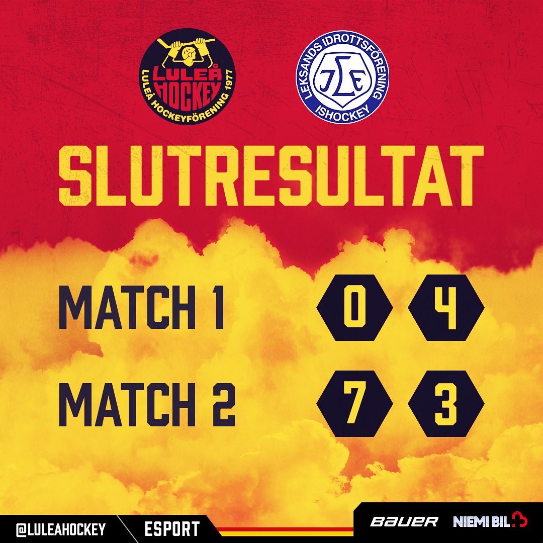 LHFeSport's tweet photo. Resultaten från kvällens matcher! 🎮🏒🥅❤️💛🖤

#esports
#eclwinter22 https://t.co/iOPDcthGH2