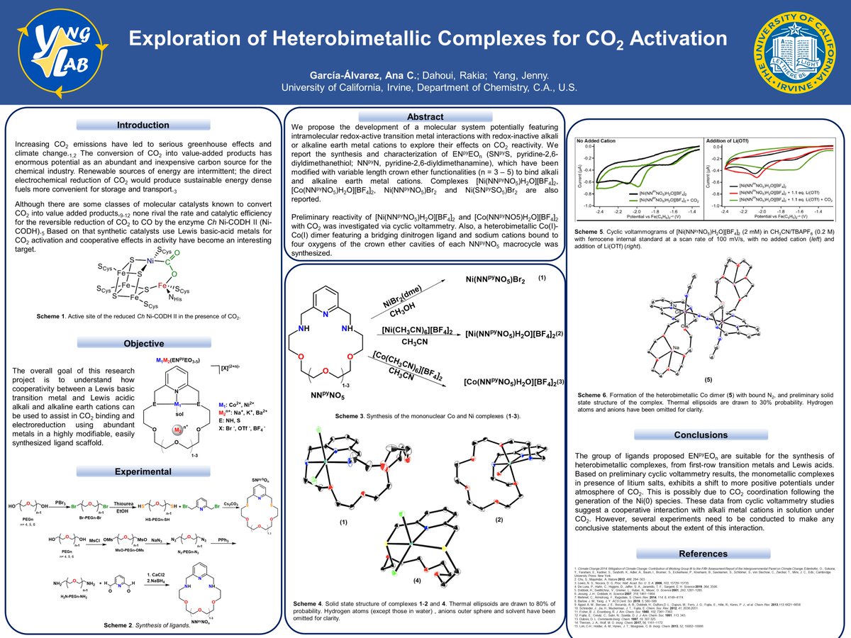 Ana Cristina Garcia-Alvarez (@anacristinagalz) on Twitter photo Hi <a href="/LatinXChem/">LatinXChem</a> community!
This is my work "Exploration of Heterobimetallic Complexes for CO2 Activation" as part of my postdoc at <a href="/UCIChemistry/">UCI Chemistry</a> <a href="/UCIPhysSci/">UC Irvine School of Physical Sciences</a>
#LatinXChem22 #LXChemInorg #Inorg09 #WomenInSTEM Hi <a href="/LatinXChem/">LatinXChem</a> community!
This is my work "Exploration of Heterobimetallic Complexes for CO2 Activation" as part of my postdoc at <a href="/UCIChemistry/">UCI Chemistry</a> <a href="/UCIPhysSci/">UC Irvine School of Physical Sciences</a>
#LatinXChem22 #LXChemInorg #Inorg09 #WomenInSTEM