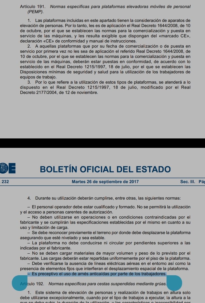 jaimevb_PRL's tweet photo. Todos sabemos que en #pemp de tipo 1b y 3b existe efecto catapulta.
Que el convenio de la construcción obliga a emplear arnés #anticaidas en todas. Pero...
#prl #seguridad #caídas https://t.co/Hi2eQLIgJa