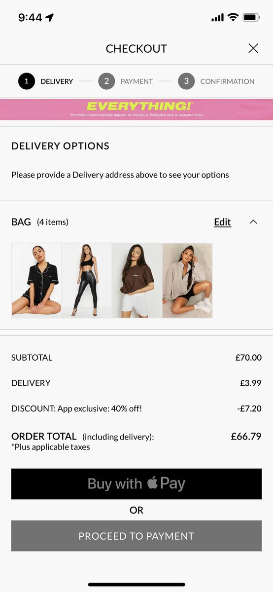 Jaadeepulling's tweet photo. @boohoo How does this come to £62! It’s meant to be £47.20 without paying delivery https://t.co/PzW3KvkgHu