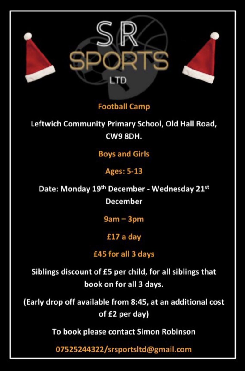 Christmas football camp <a href="/leftwichCPS/">Leftwich Primary</a>