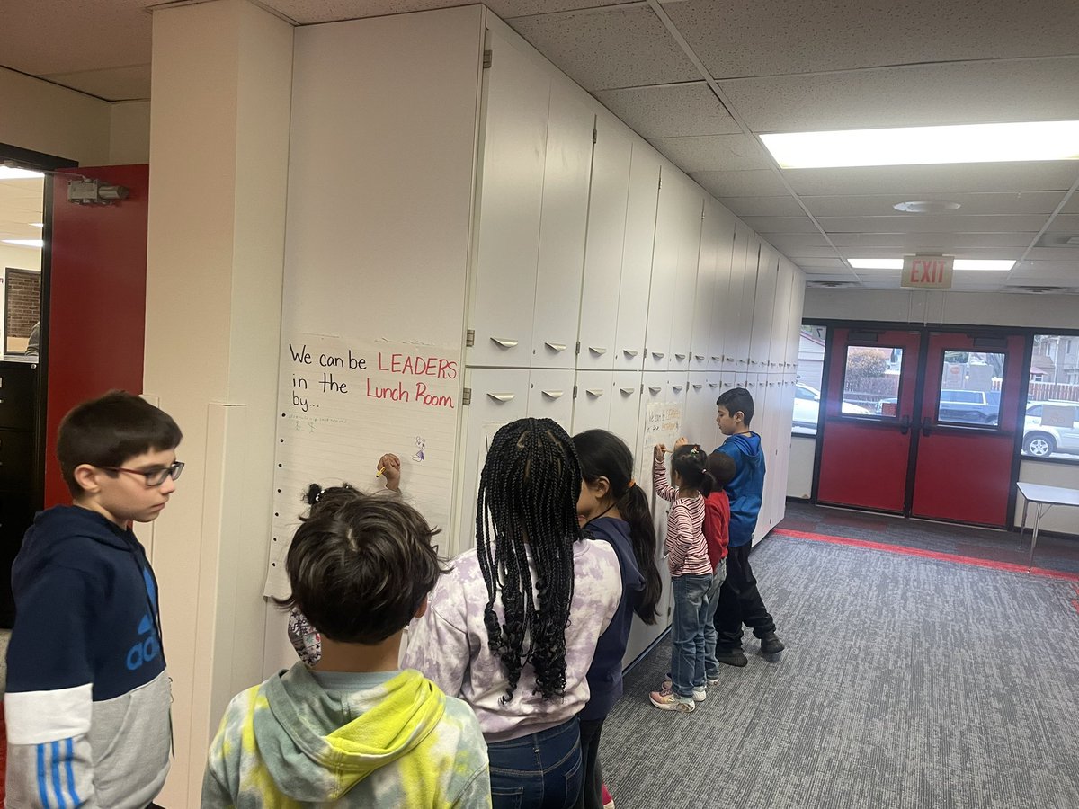 During PAWS time today, we learned about Paradigm One: Everyone Can Be A Leader! Students did a chalk talk where they drew pictures and write words of different ways to be a leader throughout the school. #wearelamphete <a href="/hillerwildcats/">Hiller Elementary | The Lamphere Schools</a>