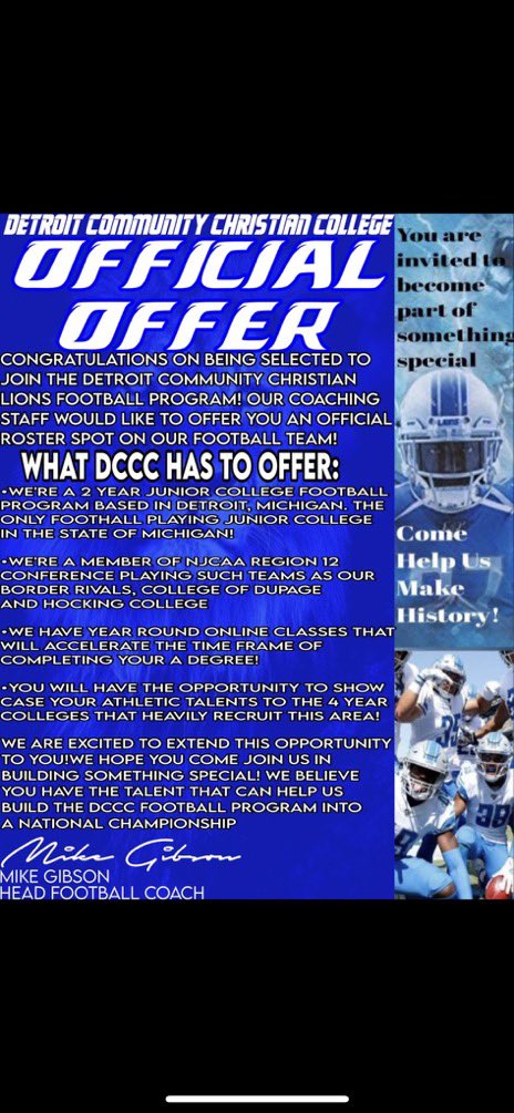 Blessed to receive a offer from @LIONSFOOTBALL23 @_augustaunited @CoachScales_AUG @PostGradRecruit