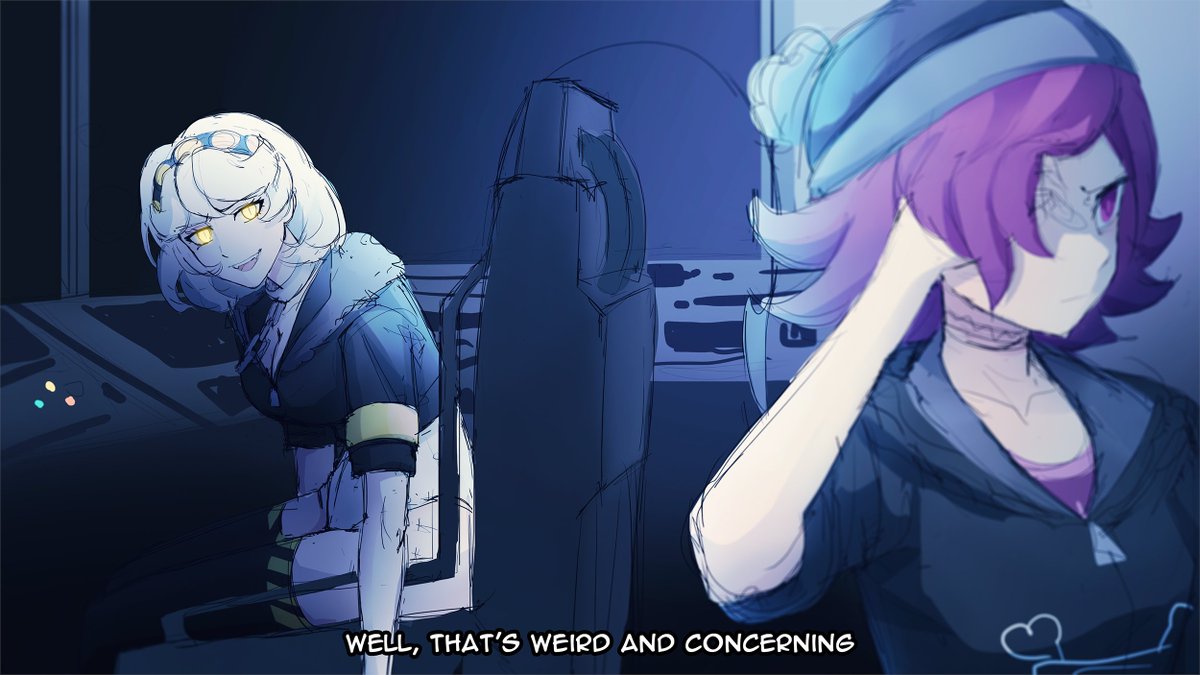 Since some of you wanted more of this
Here's scene redraws with human versions + me trying to figure out how to draw their actual designs
#murderdrones 