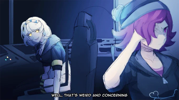 Since some of you wanted more of this
Here's scene redraws with human versions + me trying to figure out how to draw their actual designs
#murderdrones 