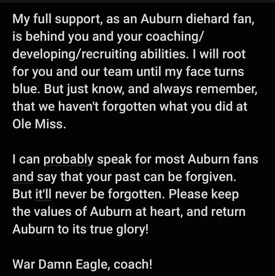 Dear @CoachHughFreeze , @AuburnFootball #CoachFreeze #BeatBama #GiveEmHell #WarEagle