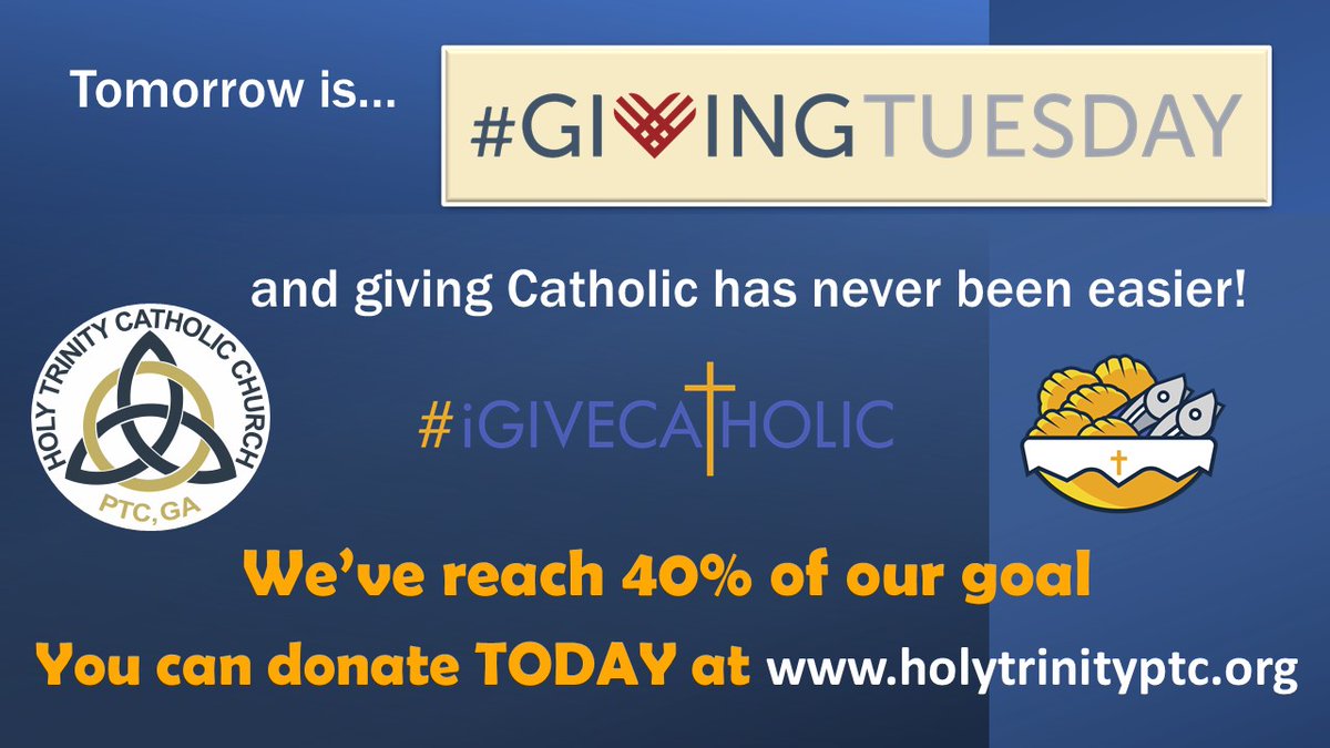 holytrinityptc's tweet photo. We've reached 40% of our goal for #iGiveCatholic this year. Please visit https://t.co/MGRBYzP1l6
Helps us reach 100%!
ES: Hemos llegado al 40% de nuestra meta para el #iGiveCatholic de este año. Visite https://t.co/QVUdgS8zwJ
#iGiveCatholic #give #dar #donate #donar #cfnga https://t.co/d7Ac3eQv1h