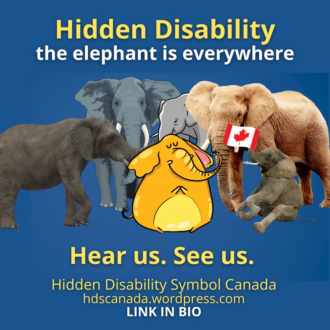 HDSCanada's tweet photo. The Hidden Disability elephant is EVERYWHERE!
👉 Join our movement to implement a National Hidden Disability Symbol 🇨🇦 LINK IN BIO
#disabilities #hiddendisabilities #canada #mentalhealth #autism #concussion #dementia #braininjury #depression #alzheimers #anxiety #bipolar #stroke https://t.co/mGYHSQ3bx9