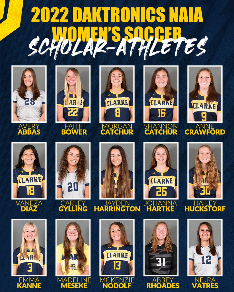 CUWomens_Soccer's tweet photo. 𝙎𝙩𝙪𝙙𝙚𝙣𝙩-Athletes 📚

Congratulations to our 15 scholar-athletes on their achievements in the classroom this semester!

#ClarkePride https://t.co/8QH6PQwiLa
