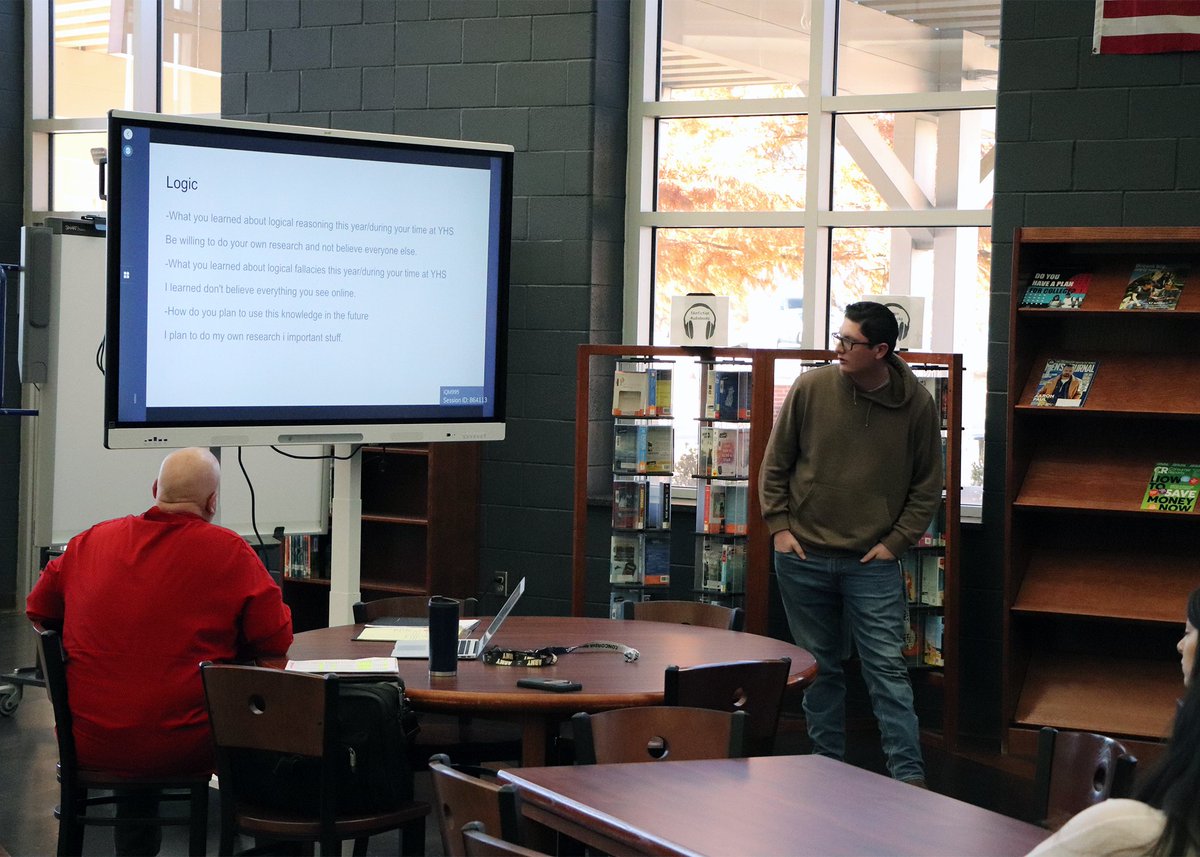 YukonDistrict's tweet photo. Yukon High School Seniors are currently doing Miller Moment presentations this week about what they learned in capstone and at YHS! Students present in front of their peers, parents, teachers, and administrators. #GoMillers https://t.co/flc07mosA2