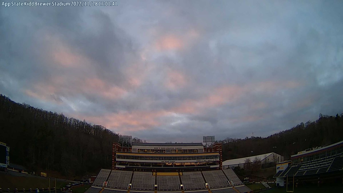Appalachian State University at sunset and it's 43.3 F.