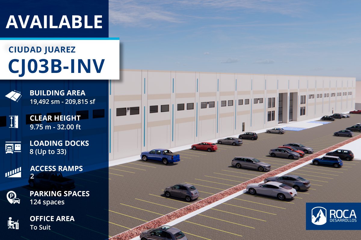 ROCADesarrollos's tweet photo. We have the ideal industrial space to meet your requirements in #CiudadJuarez, #Chihuahua, #Mexico.
#BuiltToLast #RealEstate #AMPIP #InvestChihuahua #ChihuahuaGlobal #InvestInMx #industrialrealestate #industrialmarkets #industrialproperty
https://t.co/kHQsp9S0wo https://t.co/PrUW7lMeZN