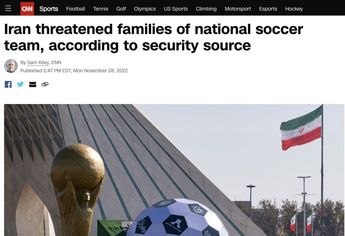 این گزارش سی‌ان‌ان درباره تهدید خانواده فوتبالیست‌ها، انسان رو به یاد باندهای تبهکاری می‌اندازه که خانواده یوهان کرایف رو در آستانه‌ی جام جهانی ۱۹۷۸ گروگان گرفتن و کرایف در نهایت به اون بازی‌ها نرفت. cnn.com/2022/11/28/foo…