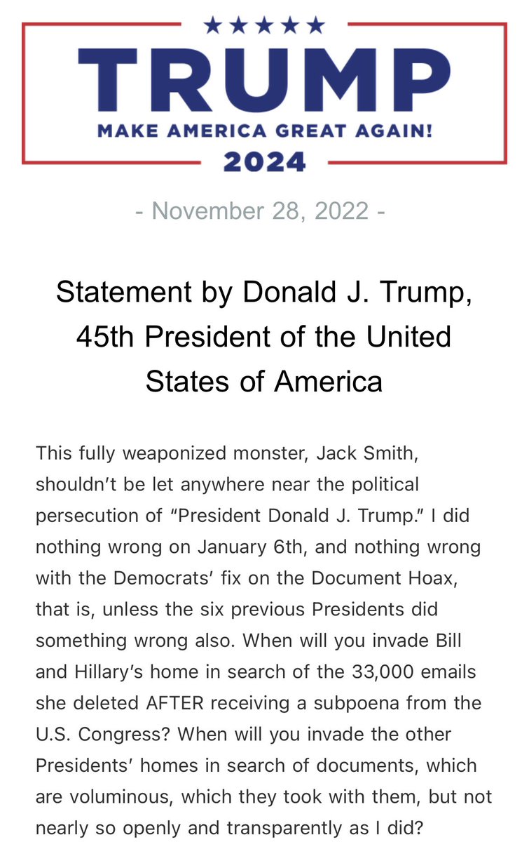 RSBNetwork's tweet image. Statement by Donald J. Trump, 45th President of the United States of America