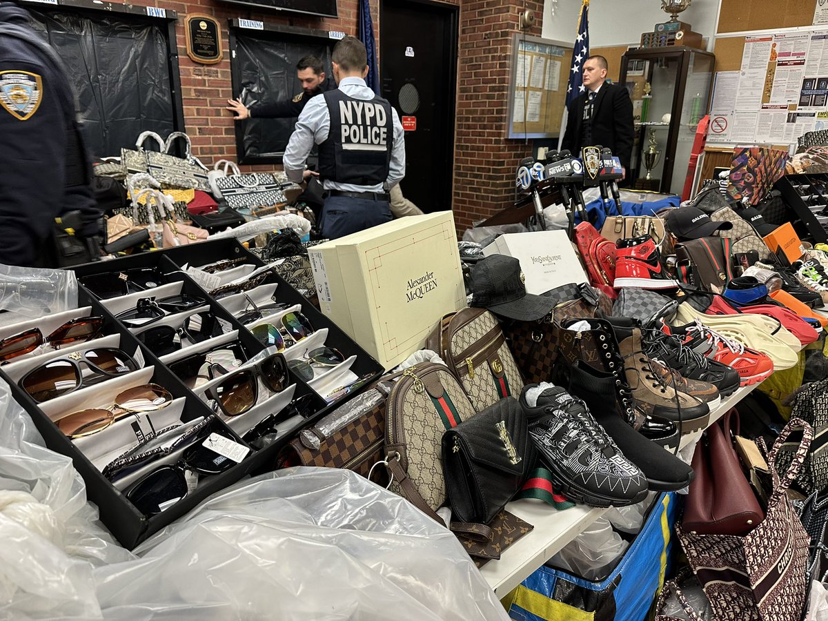 .<a href="/NYPDnews/">NYPD NEWS</a> confiscated three truckloads of counterfeit goods with a street value of $10 million near Canal Street and Broadway. 17 people were arrested. More to come on <a href="/NY1/">Spectrum News NY1</a>