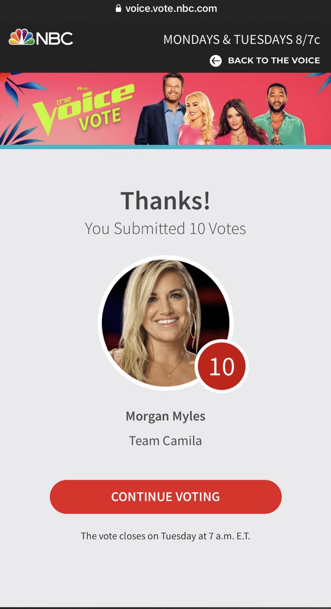 _itskassy's tweet photo. @Camila_Cabello @MorganMylesLIVE VOTED!! SHES AMAZING SHE DESERVES TO WIN #TeamCamila  #Vote4Morgan https://t.co/kJ5vz0IoXL