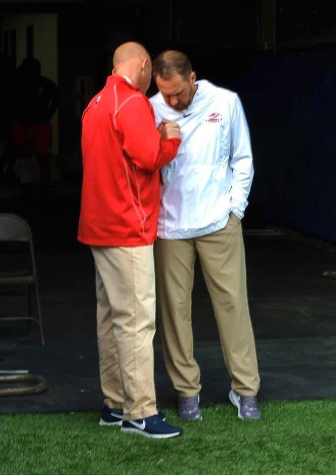 LUFlamesVoice's tweet photo. Wish @CoachHughFreeze the best on the Plains.  We began these game day prayers before his first game vs. Syracuse in 2019 after we recorded his pregame interview.  Looking forward to the future of @LibertyFootball! https://t.co/s4cJHAMAeJ