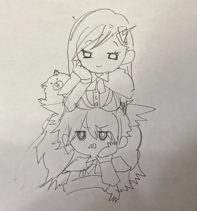 ぼびんぬこぼれ話鉛筆下書きがある 