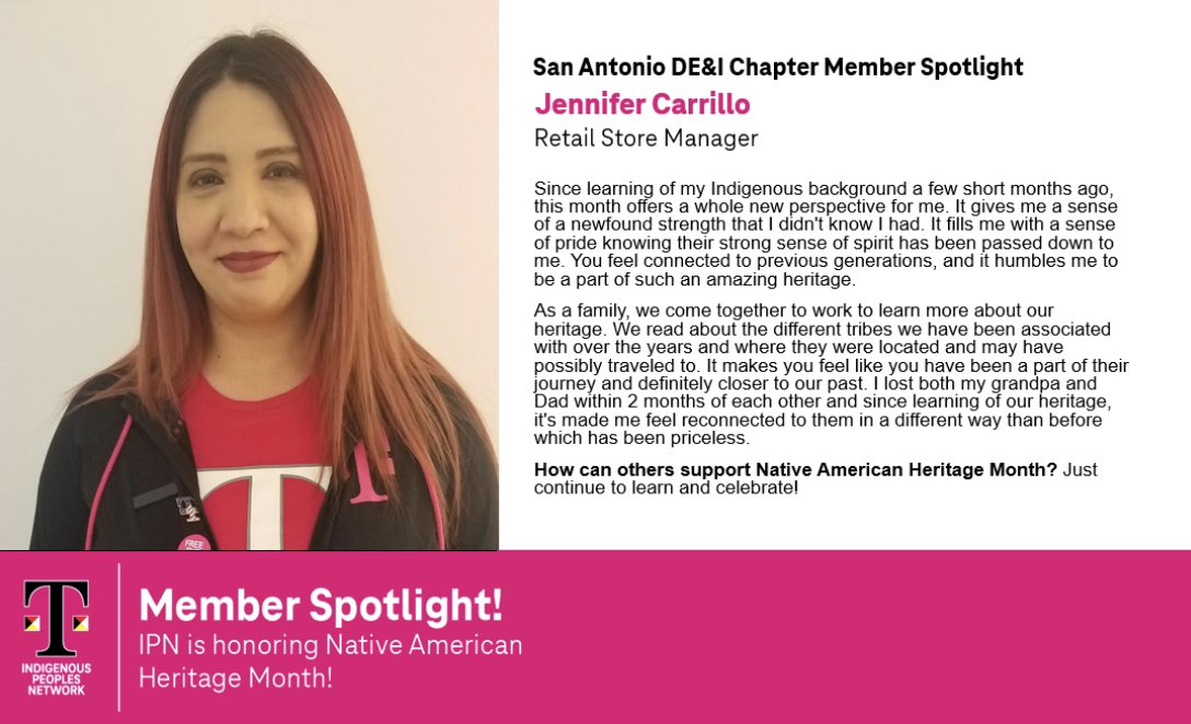 Jeremylance210's tweet image. 🚨This #NativeAmericanHeritageMonth we’re celebrating RSM Jennifer Carrillo in San Antonio! 🚨 #IPN #CentralTexasDEI @Jcarril12 @SoniaSAT425 @RebeccaAlvarez_ @HelloKelley_