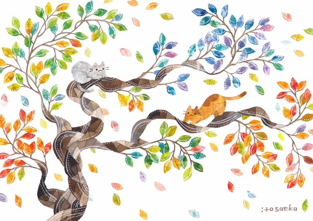 「企画ありがとうございます。水彩中心に色々なモチーフとネコを描きます(=ФωФ=)」|itosaekoのイラスト