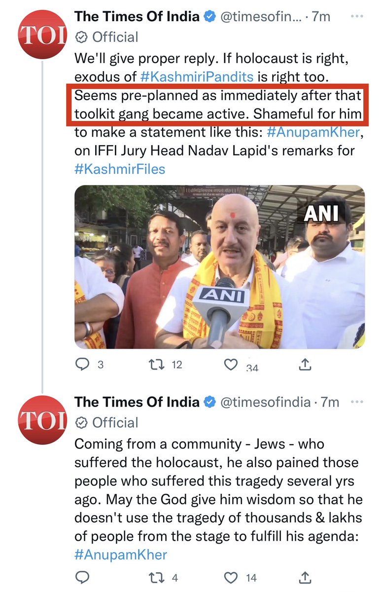 FltLtAnoopVerma's tweet photo. Pic1: A Reality &amp; Slap on the face of Bigot Nadav Lapid

Pic2:Tool Kit Gang comes back but people hv spoken. Film is all time hit in Indian History

Pic 3: Anupam Kher exposing Gangs Pre Planned Event

Pic 4: Nadav Lapid is a Disgrace &amp; Jury Board disowns his statement officially https://t.co/BP2DedAK8q