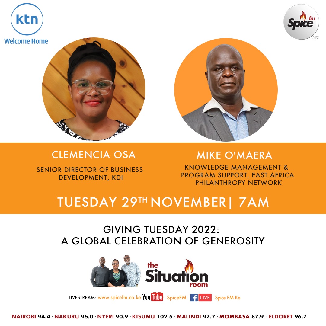 SpiceFMKE's tweet photo. All about the Giving Tuesday campaign. 7am in #TheSituationRoom
Live: https://t.co/BRMCkz8ytD
.@osaclemencia @GivingTuesdayKe #GivingTuesdayKE #KPSPNetwork https://t.co/KmAlhzaM1t