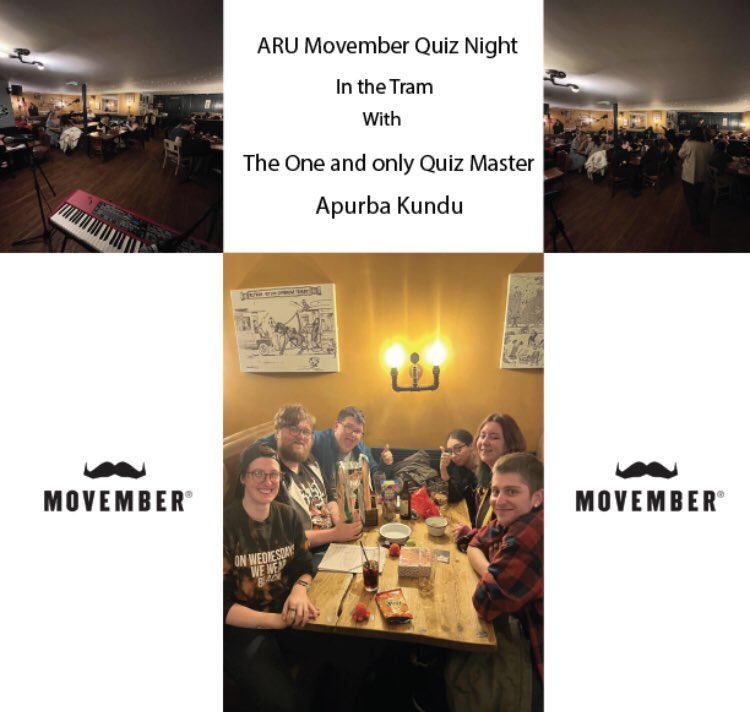 DrApurbaKundu's tweet photo. What fun to act as #quizmaster for @MovemberUK last week at The Tram in #Cambridge! Kudos to my @ARU_AHSS colleague Ryan Rodgers  @RRRecording for his 10+ years of amazing work raising money for men’s health. Hope to see you all again next year! https://t.co/XCqQheyzP7