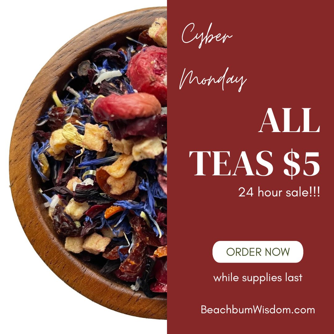 beachbumwisdom's tweet photo. All Teas are $5 Today!  🌿 - https://t.co/rl8isPUGA2 https://t.co/fqHfBnHmHz