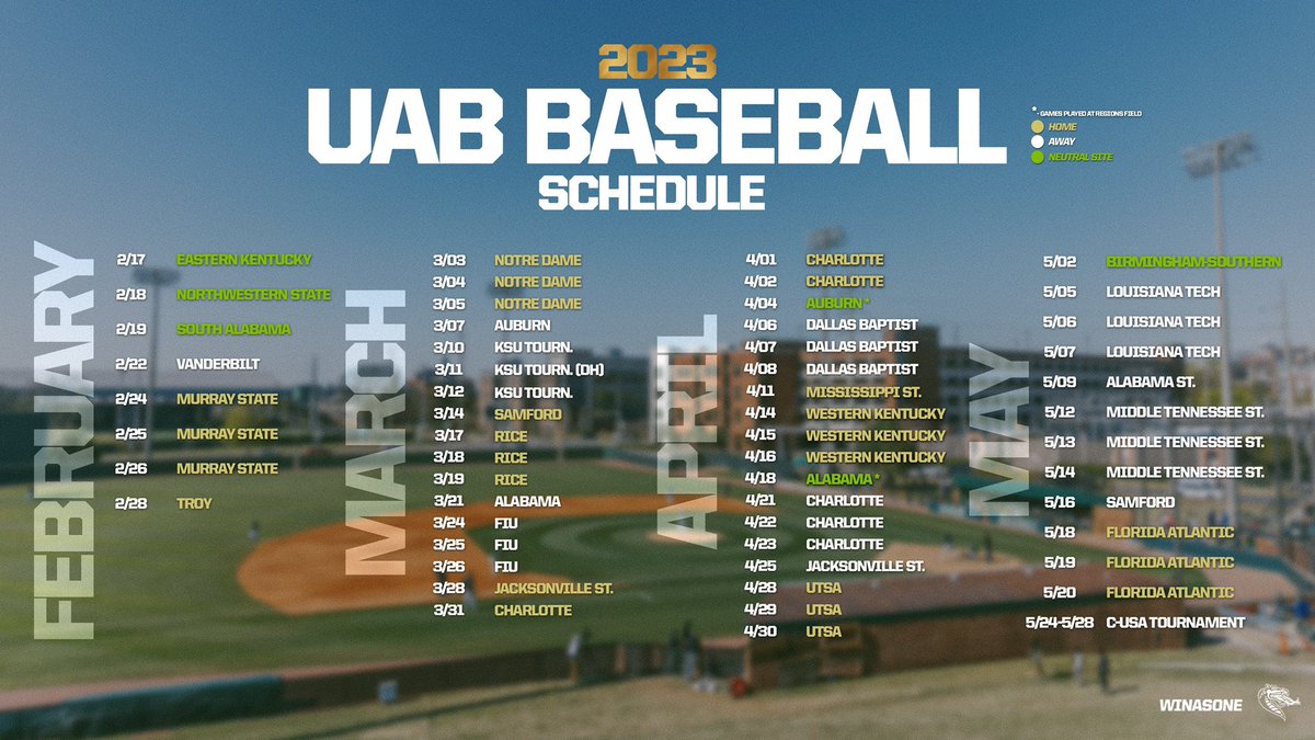🚨𝟐𝟎𝟐𝟑 𝐒𝐂𝐇𝐄𝐃𝐔𝐋𝐄🚨

Highlighted by playing five Power 5 schools and home-and-home games with in-state opponents, the 2023 baseball schedule is here! 👏

🔗: bit.ly/BB23schedule

#WinAsOne