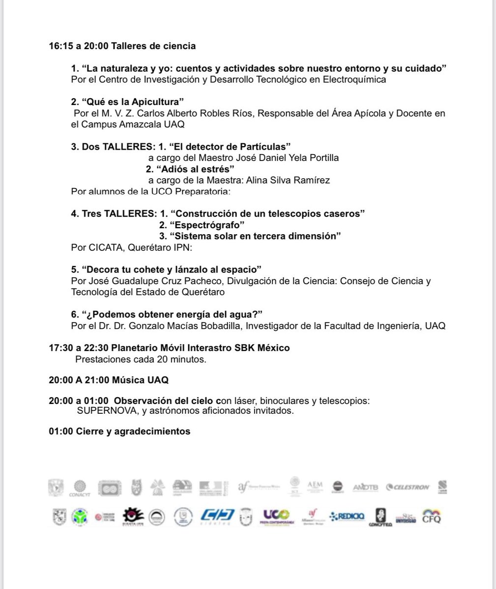 💫🔭 Realizará UAQ noche de las Estrellas en campus Amazcala

📌Este sábado 3 de diciembre lánzate a ver estrellas por medio de un telescopio profesional y conocer los secretos del espacio, a través de talleres gratuitos.

⏰10:00 am a 00:00 hrs.

➡️ wp.me/p8iMZT-z9t