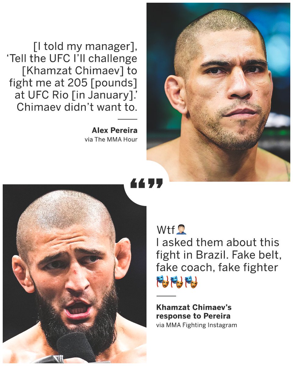 Pereira says he asked the UFC to fight Chimaev in Brazil, but Khamzat had a different story 😬

(via <a href="/KChimaev/">Khamzat Chimaev</a>)
