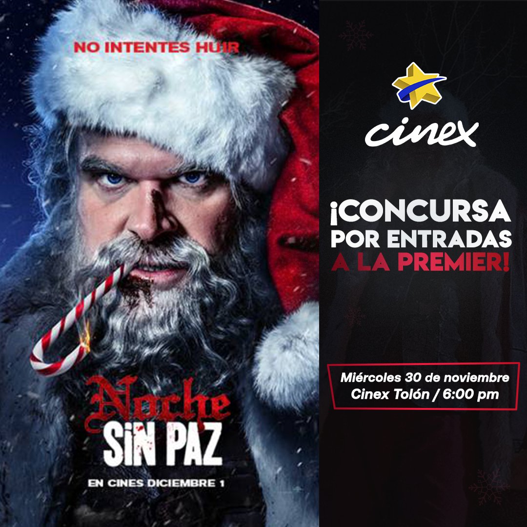 CinexVe's tweet photo. #ConcursoCinex: Participa por 2 entradas a la premier de #NocheSinPaz 🔥

Solo debes: 

1️⃣ Seguir @CinexVe y @UniversalPicsVE 
2️⃣ Dar RT a este post. 
3️⃣ Mencionar dos amigos (deben seguirnos)

Los resultados serán anunciados mañana. 😎

¡Suerte! https://t.co/KadKw3MSdY