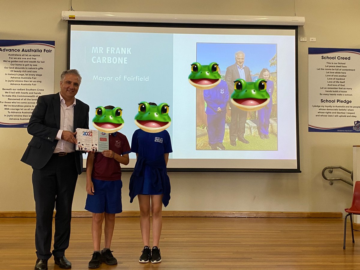 Thank you <a href="/FairfieldMayor/">Fairfield Mayor</a>, Frank Carbone for your generous donation to our graduating Year 6 grade. They will love spending time at Aquatopia these holidays. <a href="/fairvaleps/">FairvalePS</a>