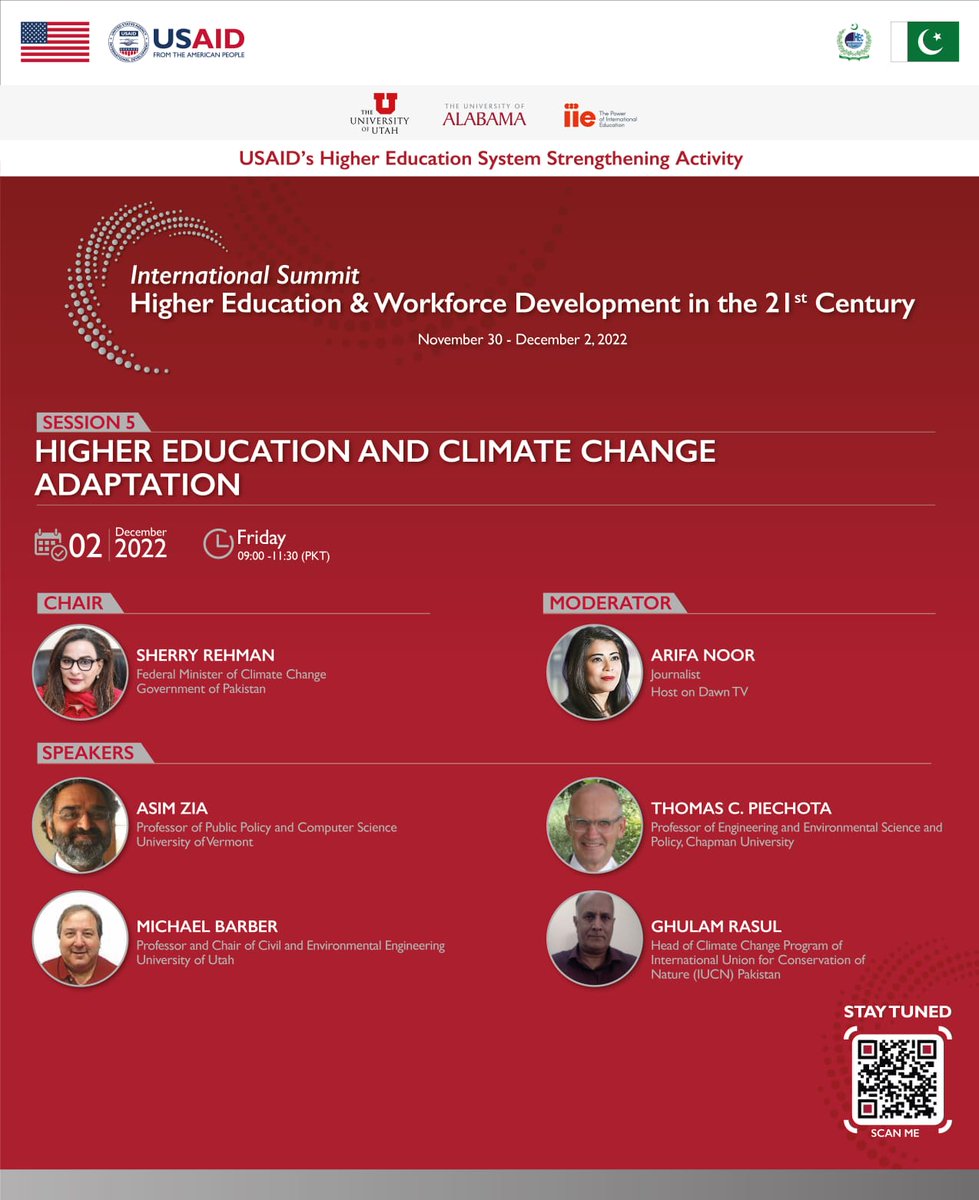 Prof <a href="/asim_zia_/">Asim Zia</a> will be speaking at #InternationalSummit in #Pakistan 
Session: Higher #education &amp; #climatechange #adaptation 
📅2nd Dec 
⏲️Friday 9:00AM-11:30AM PKT
⬆️<a href="/Marriott/">Marriott Hotels</a> Islamabad