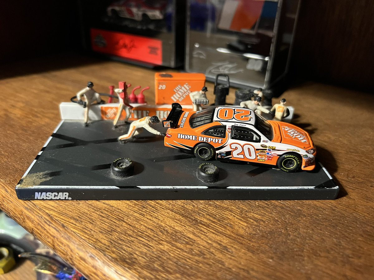 Preparing the shelf for Xmas and dusting off my 2 time champ <a href="/joeylogano/">Joey Logano</a> rookie car, the pit stop display is still such a legendary edition from back in the day, wish they would’ve made those longer. 
#NASCAR