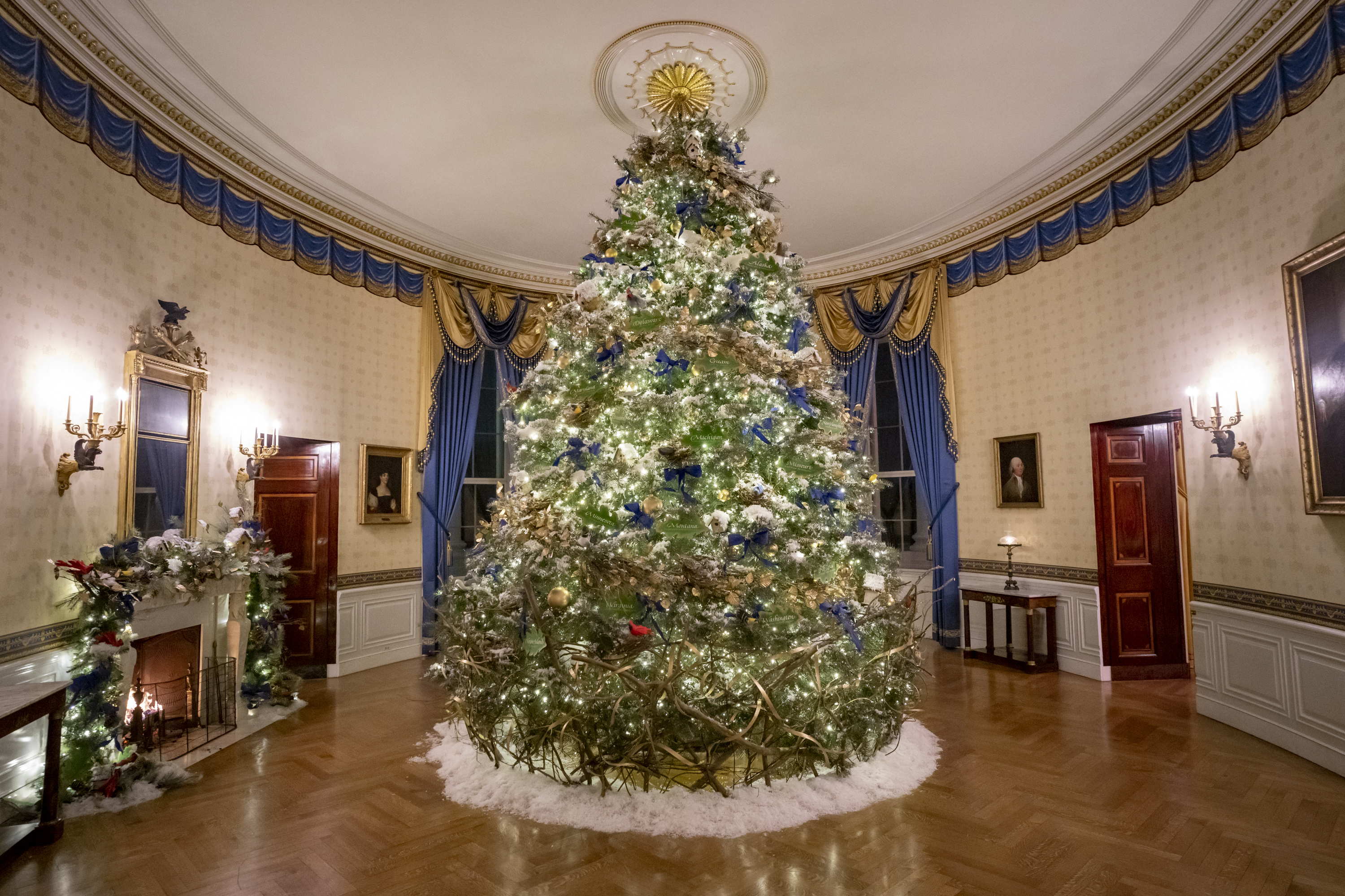 The Official White House Christmas Tree in the Blue Room.