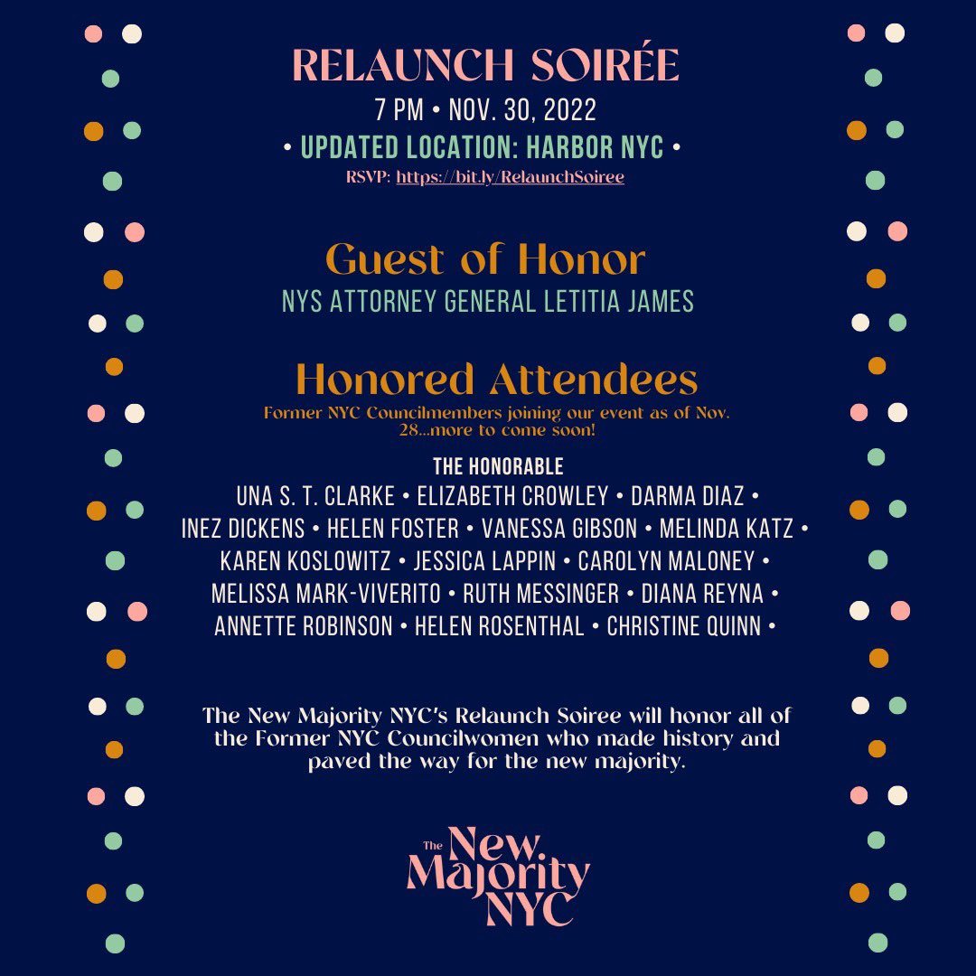 *UPDATE* Our Relaunch Soiree will now be held at Harbor NYC! Check out the updated details below and RSVP today, there are still a few tickets available! 

eventbrite.com/e/new-majority…