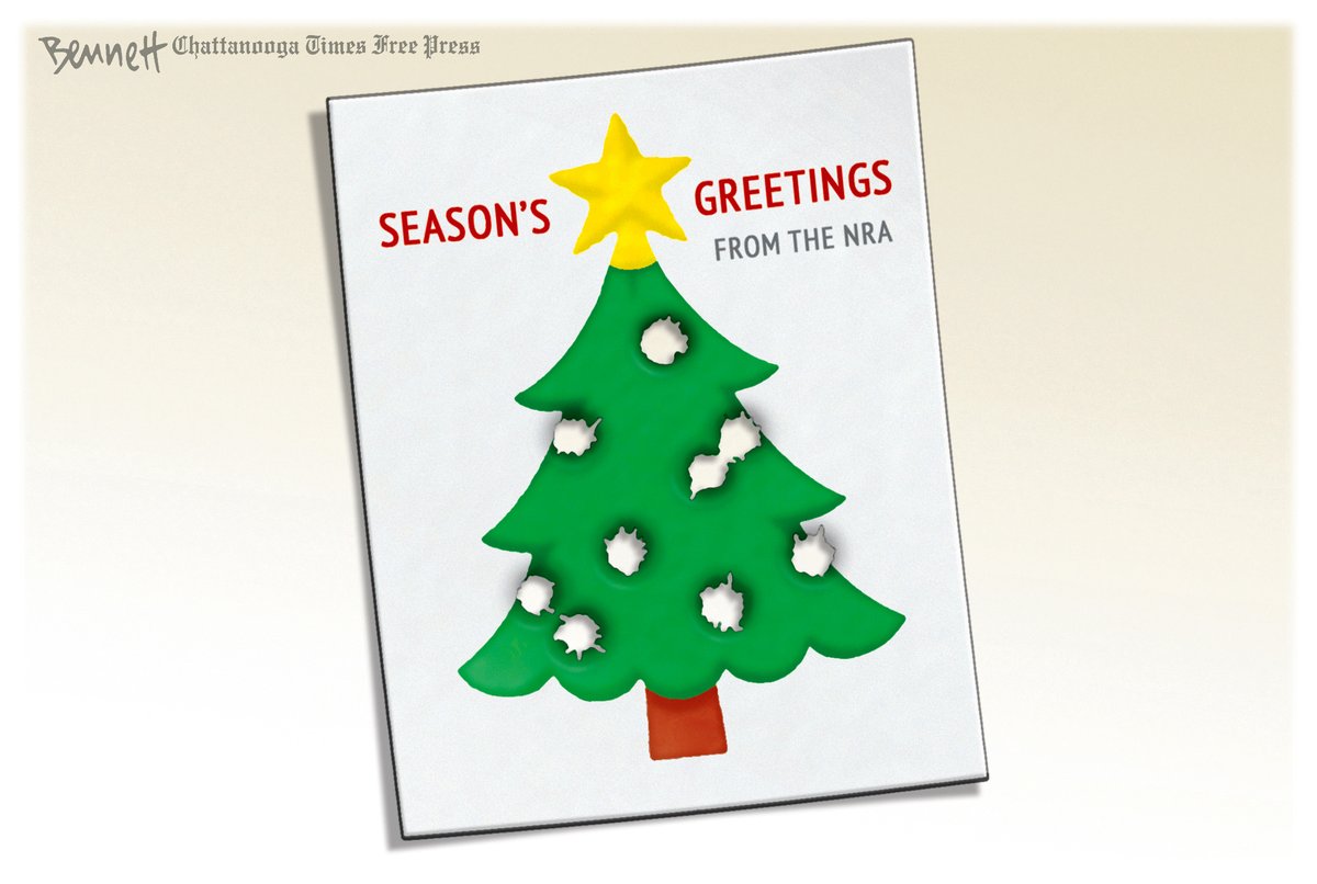 BennettCartoons's tweet photo. 11/29/2022- Season's Greetings #MassShootings #guns #GUNviolence #AssaultWeaponsBan #GunControl https://t.co/jOeyGYqGb6 https://t.co/UGfHFrj9Mr