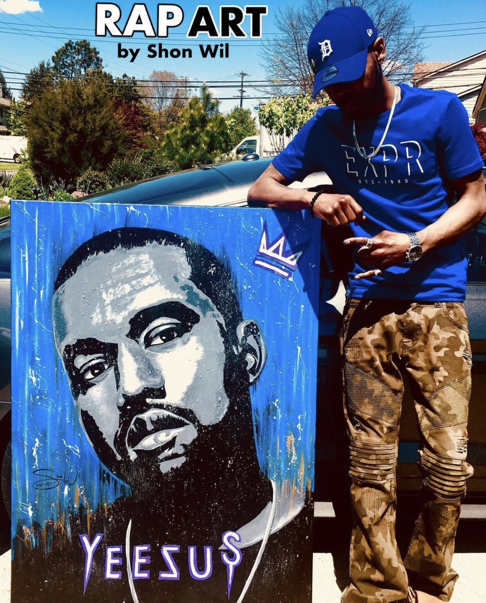 SeanKnots's tweet photo. Before my brother passed he was working hard nonstop on his passion @kanyewest let me get this painting to you brother it would mean a lot to the family 💙🔵 #yewest #KanyeWest #kanyewasright https://t.co/NBHZsOpOl2