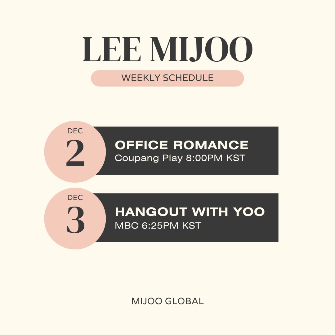 MijooGlobal's tweet photo. MIJOO WEEKLY SCHEDULE 📆

🔗https://t.co/pstNnSbZAM

#이미주 #미주 #LeeMijoo #Mijoo #러블리즈 #Lovelyz https://t.co/C89lRahasJ