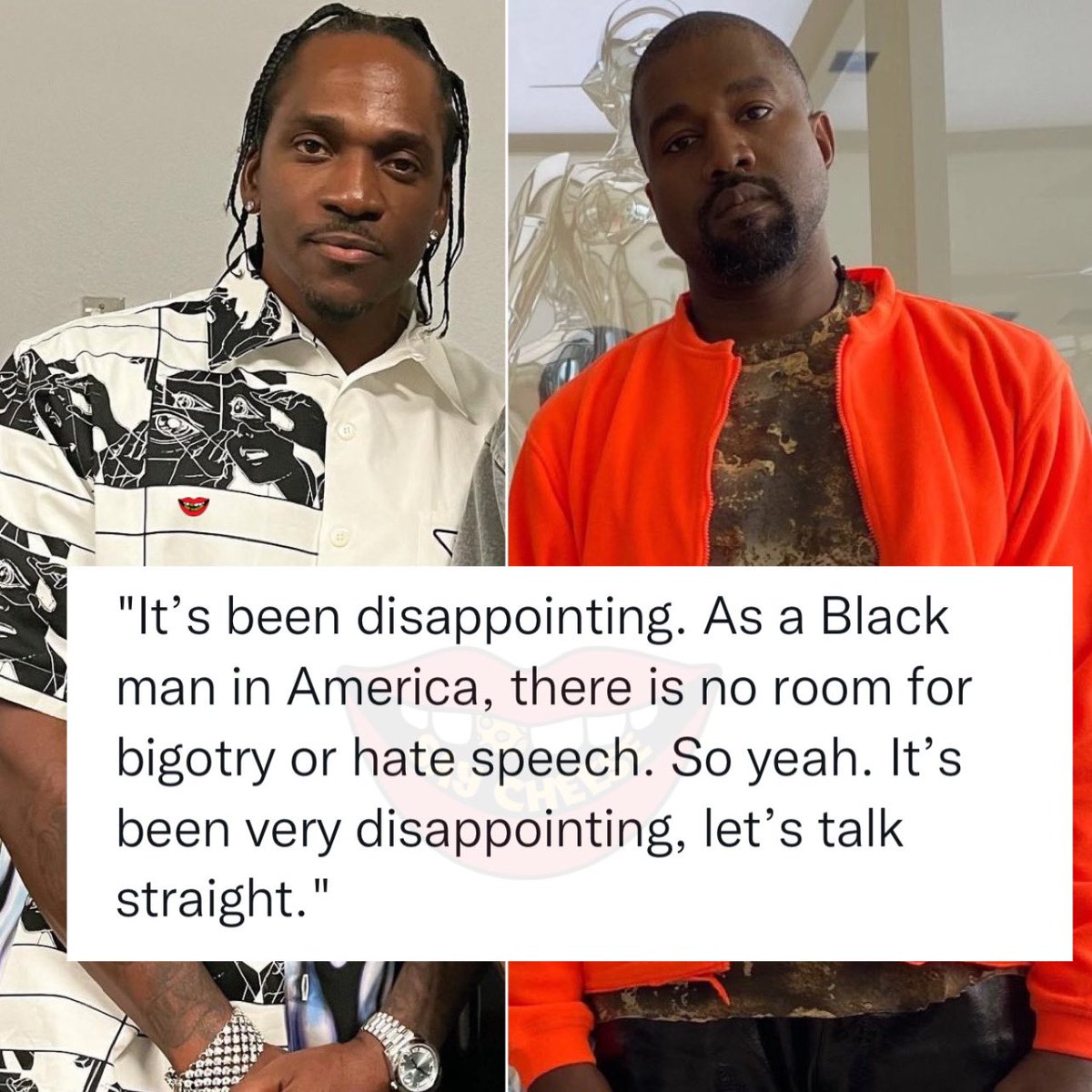 SaycheeseDGTL's tweet photo. Pusha T breaks silence on Kanye West's Anti-Semitic comments: “Very Disappointing” https://t.co/62E495NrjY