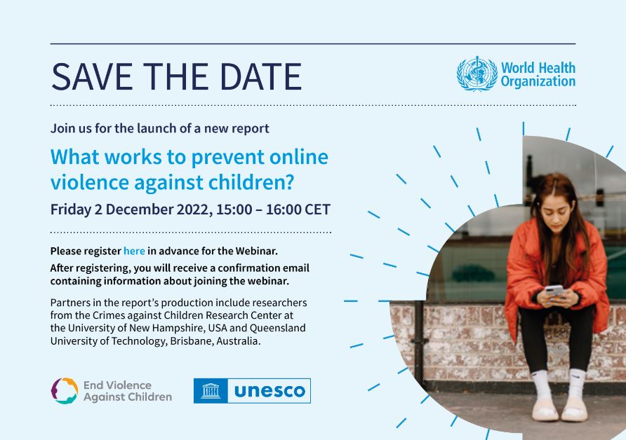 WHAT WORKS TO PREVENT ONLINE VIOLENCE AGAINST CHILDREN? -- A free UNESCO webinar: To read more and register, please visit:
who.zoom.us/webinar/regist…