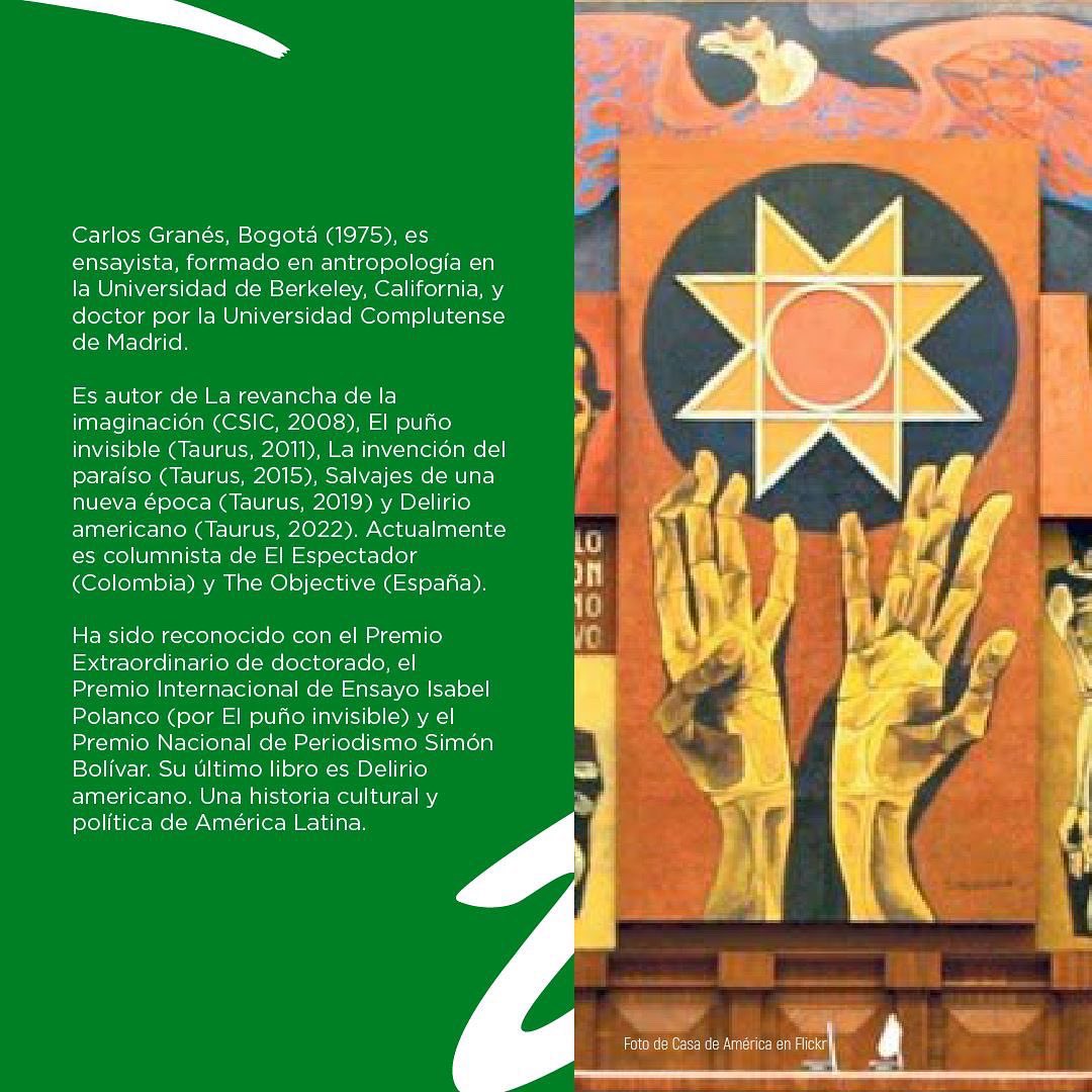 🎨 ¿Qué relación tiene la política y el arte? Carlos Granés nos contará cómo  el arte ha influido en el mapa político de América Latina. ¡Gratuito pero con cupos limitados! Confirma tu participación por mensaje directo 🙌🏼