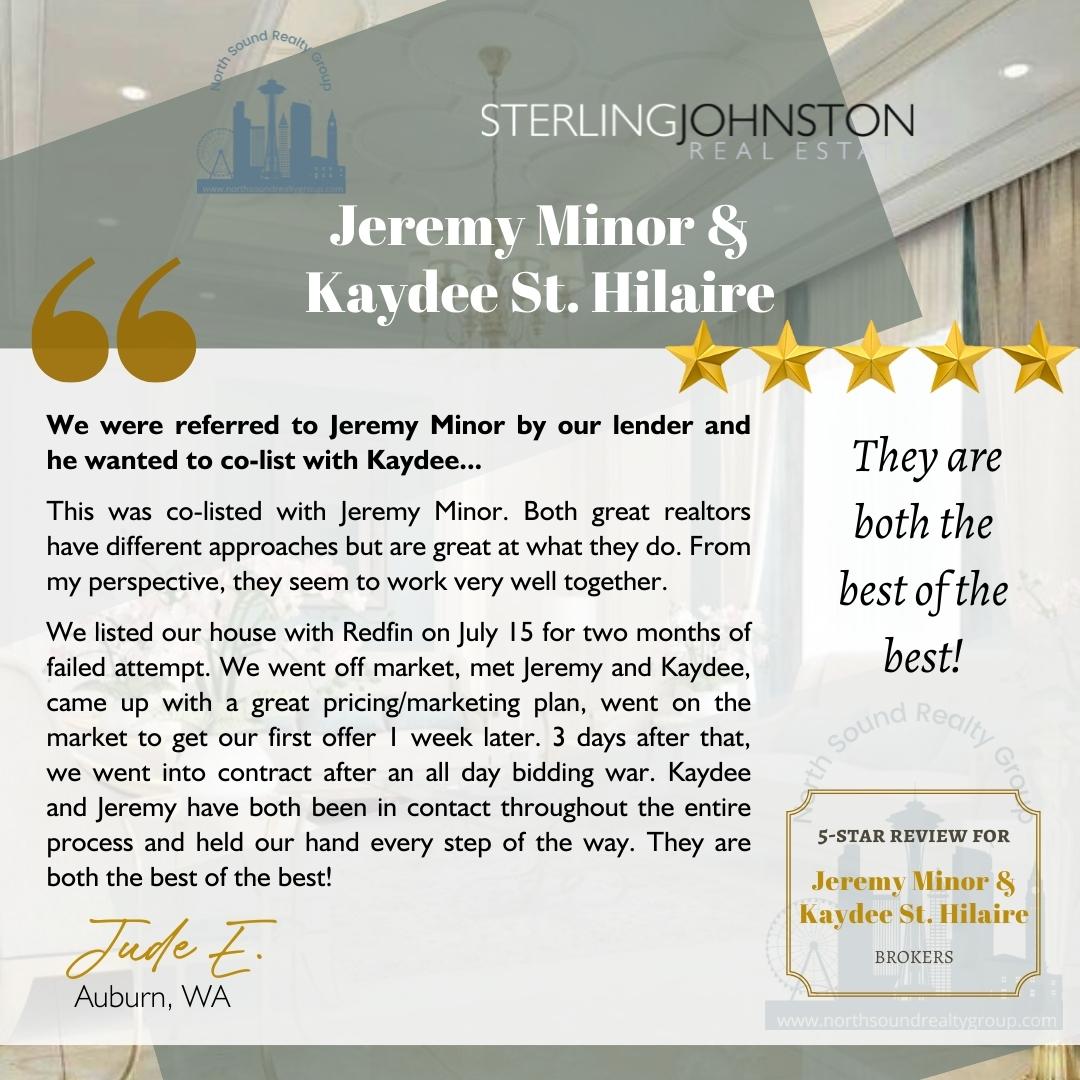 sjarealestate's tweet photo. Here at Sterling Johnston Real Estate, our agents provide the BEST experience in home selling! Congratulations Jeremy Minor and Kaydee St. Hilaire on this well-deserved testimonial!๐๐ก๐
.
.
#sterlingjohnstonre #5starreview #realsatisfied #realtorpnw #pnw #redmondwarealestate https://t.co/slxbdibJL0