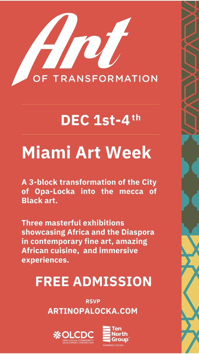 Miami_Living's tweet photo. Join us as we transform Opa-locka into a MECCA for BLACK ART during Miami Art Week, Art Basel, and the Art of Black. #AllBlackeverything is open 11am to 10pm from Dec. 1st to 4th  in Opa-locka. Admission is Free! Check out @artinopalocka for more info. Art by Lescot 3, bebe. https://t.co/PiFmzxQM4L